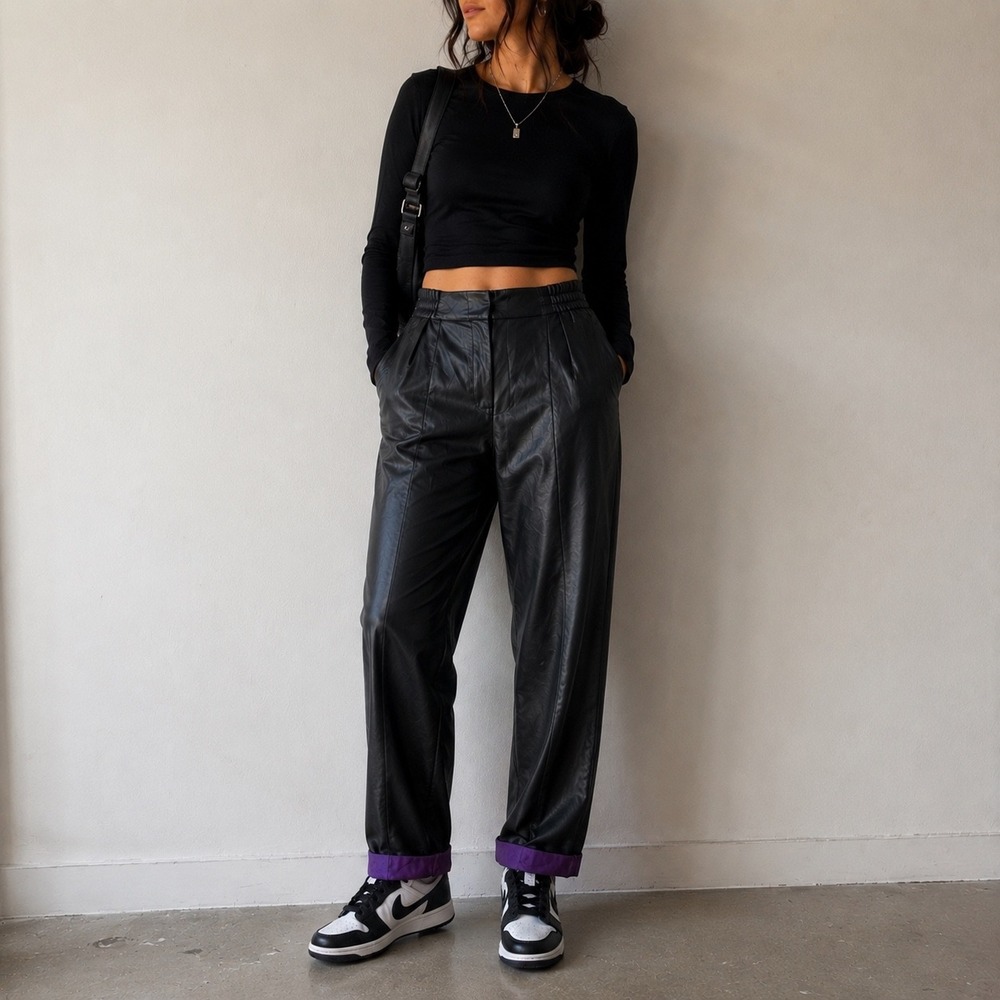 Nocturne Black Purple Parachute Pants XS Gorpcore Techwear Streetwear